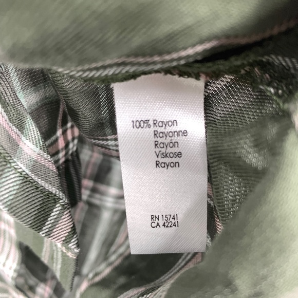 PJ Salvage womens XS rumples olive pajama top green mad for plaid NEW - Picture 7 of 8